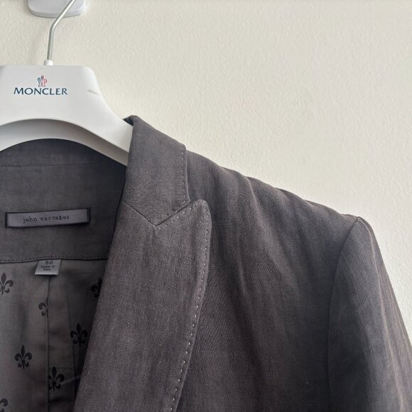 John Varvatos Grey/Brown Peak Lapel Single Button Linen Sport Coat/ Blazer - 40 - Picture 6 of 13